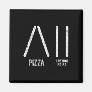 Pizza En Franse Frietjes Ski Stijl - Grappig Skiën Magneet