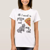 Pizza en My Cat Funny T-shirt (Voorkant)
