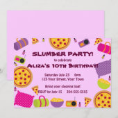 Pizza en Pajama Party Kaart (Voorkant / Achterkant)