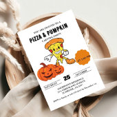 Pizza en pompoen carving halloween feest kaart