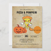 Pizza en Pompoen carving halloween feest Kaart (Voorkant)
