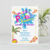 Pizza en Pool Feest Verjaardagsviering Kaart (Staand voorkant)