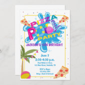 Pizza en Pool Feest Verjaardagsviering Kaart (Voorkant / Achterkant)