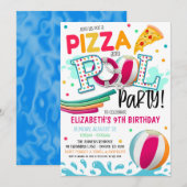 Pizza en Pool Party Invitation Kaart (Voorkant / Achterkant)