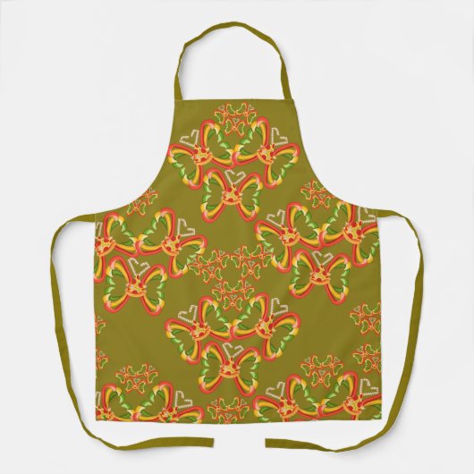Pizza en toppings Butterfly Vormt Groen Schort (Voorkant)