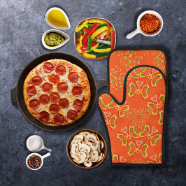 Pizza en toppings Vlindervormen Sinaasappel Ovenwant & Pannenlap Set