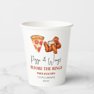Pizza en Vleugels voor de Ringen Koppel Bruiloftss Papieren Bekers