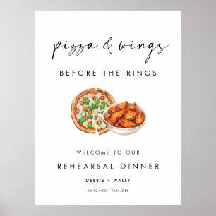 Pizza en vleugels voor het repetitie diner poster