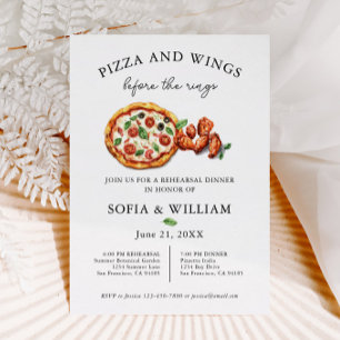 Pizza En Vleugels Voor Ringen Rehearsal Diner Kaart