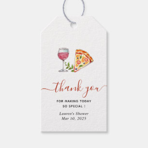 Pizza en wijn Bruids douche Bedankt Cadeaulabel