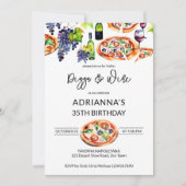Pizza en wijn verjaardagsfeestje sjabloon kaart (Voorkant)