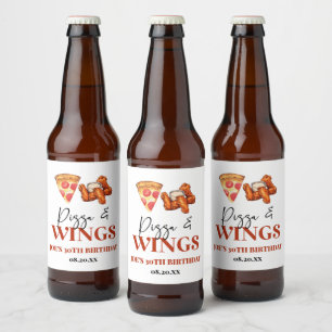 Pizza en Wings Verjaardagsfeestje Bier Etiket