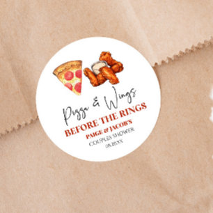 Pizza en Wings voor de Ringen Koppels Bruisfeest Ronde Sticker