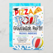 Pizza et Pool Party Graduation Invitation (Devant / Derrière)