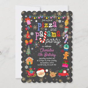 Pizza et Pyjama de Noël Invitation