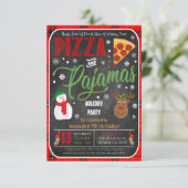 Pizza et Pyjamas de Noël Invitation (Debout devant)