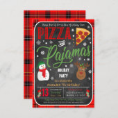 Pizza et Pyjamas de Noël Invitation (Devant / Derrière)