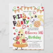 Pizza et requin Invitation d'anniversaire, tranche (Devant)