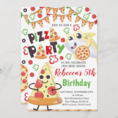 Pizza et requin Invitation d'anniversaire, tranche (Devant / Derrière)