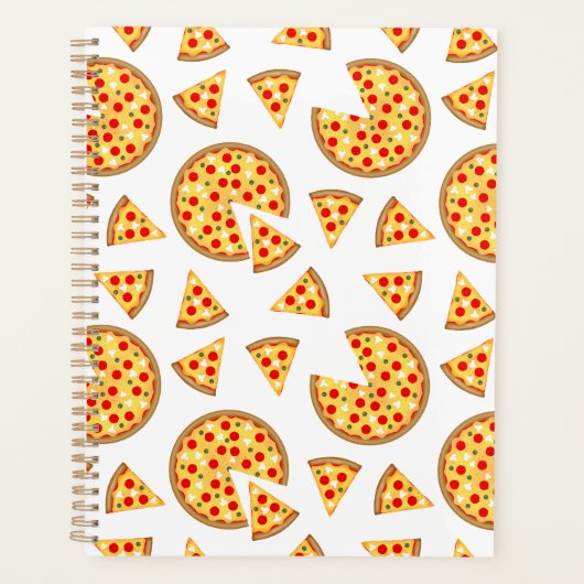 Pizza et tranches de cool motif sur blanc (Devant)