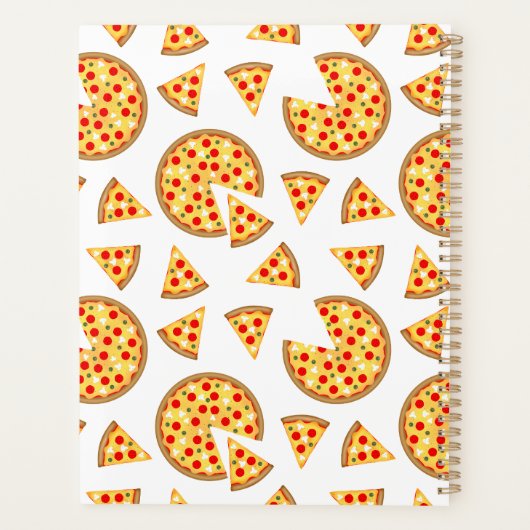 Pizza et tranches de cool motif sur blanc (Dos)