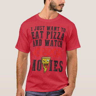 Pizza eten griezelfilms kijken familie filmavond f t-shirt