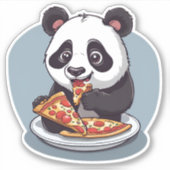 Pizza eten Panda Sticker (Voorkant)