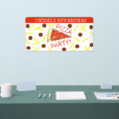 PIZZA FEEST! Pepperoni Cheese Pie Slice Verjaardag Spandoek (Beurs)