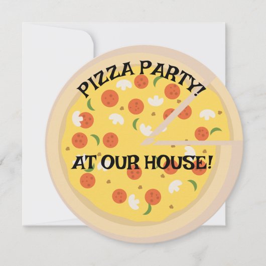 PIZZA FEEST! RONDE AANGEPASTE UITNODIGINGEN (Voorkant)