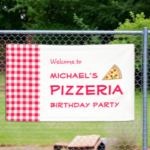 Pizza Feestje Kinderverjaardag Spandoek