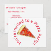 Pizza Feestje Kinderverjaardag Uitnodiging Briefkaart (Voorkant / Achterkant)