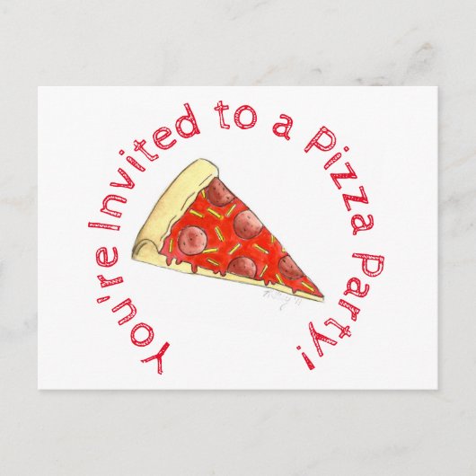 Pizza Feestje Kinderverjaardag Uitnodiging Briefkaart (Voorkant)