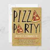 PIZZA FEESTJE VERJAARDAG UITNODIGING VOOR KINDEREN (Voorkant / Achterkant)