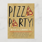 PIZZA FEESTJE VERJAARDAG UITNODIGING VOOR KINDEREN (Voorkant)