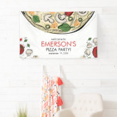 Pizza fête anniversaire bannière de bienvenue (En situation)