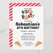Pizza fête Invitation d'anniversaire pour une fill (Devant / Derrière)