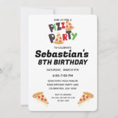 Pizza fête Invitation d'anniversaire pour une fill (Devant)