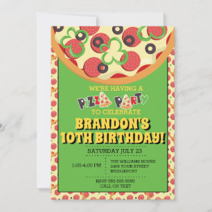 Pizza fêtes Anniversaire Invitations