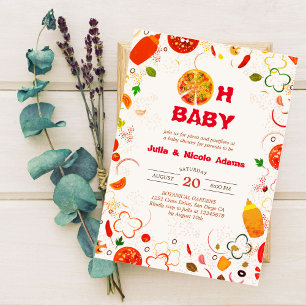 Pizza & Fopspenen Barbecue Baby Shower  Kaart