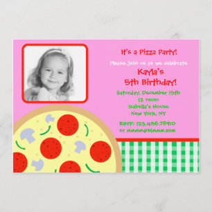 Pizza Foto van Birthday Party Kaart
