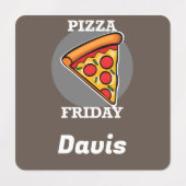 Pizza Friday Design - Petit Étiquette Carré (Design 1)