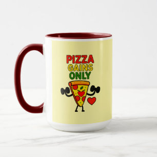 Pizza Gains Only - Humoristisch grappig Mok