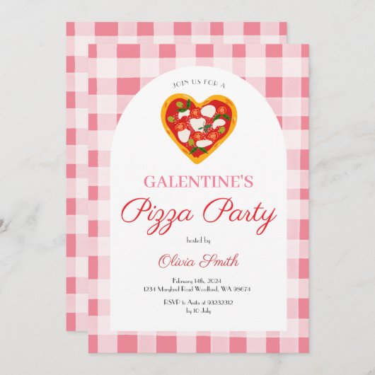 Pizza Galentine's Day-feest Valentijn Kaart (Voorkant / Achterkant)