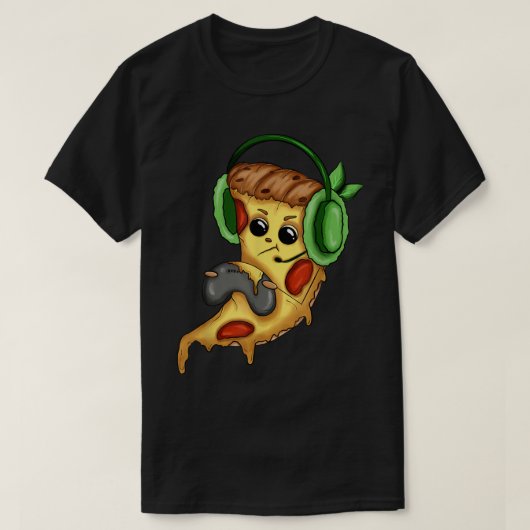 Pizza Gamer Love Play Video Games Funny Controller T-shirt (Design voorkant)