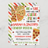 Pizza Geslacht Onthulling Uitnodiging, Geslacht On Kaart (Voorkant / Achterkant)