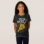 Pizza Gitaar - Grappige Pizza Rocks T-shirt (Voorkant volledig)