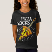 Pizza Gitaar - Grappige Pizza Rocks T-shirt (Voorkant)