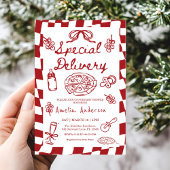 Pizza Hand Drawn Special Delivery Baby Shower Kaart