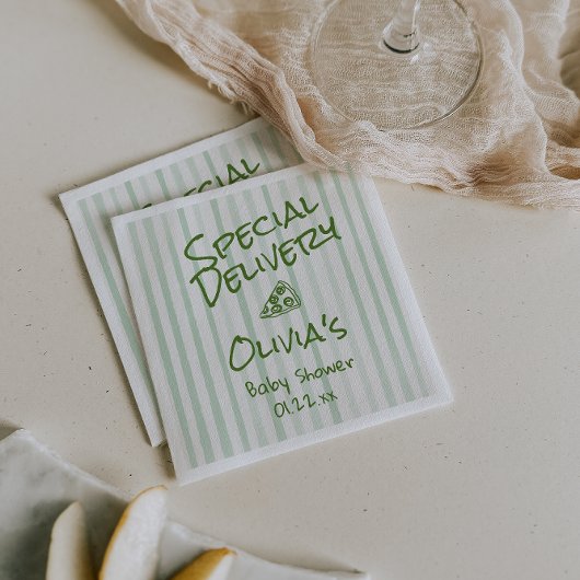 Pizza Hand getrokken groene speciale levering douc Servet