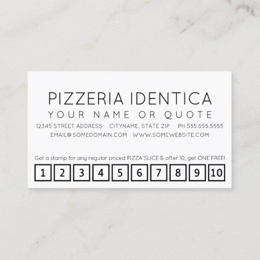 #PIZZA hashtag loyaliteitspunkkaart Klantenkaartje (Achterkant)